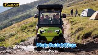 Uno sguardo più da vicino: buggy da golf elettrico multiuso sollevato a 6 posti con sedile ribaltabile posteriore, colore personalizzabile