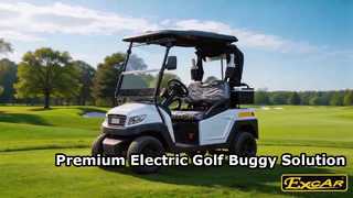 M1S2 Carrello da golf elettrico con buggy elettrico a 2 posti EXCAR bianco M1S2 con vetrina per parabrezza per PC